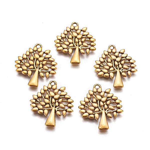 

PandaHall Tibetan Style Alloy Pendants, Cadmium Free & Nickel Free & Lead Free, Tree, Antique Golden, 28x24x1.8mm, Hole: 2mm Alloy Tree