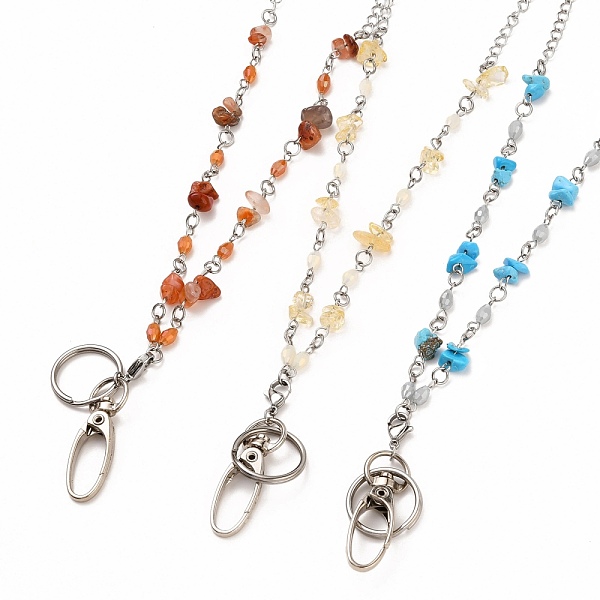 

PandaHall 304 Stainless Steel ID Card Neck Strap Card Holder, Badge Holder Lanyard, with Glass Beads and Chip Natural & Synthetic Gemstone...