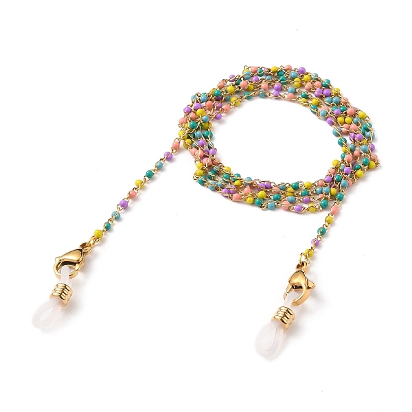 

PandaHall Eyeglasses Chains, Neck Strap for Eyeglasses, with 304 Stainless Steel Enamel Twisted Chains and Rubber Loop Ends, Golden...