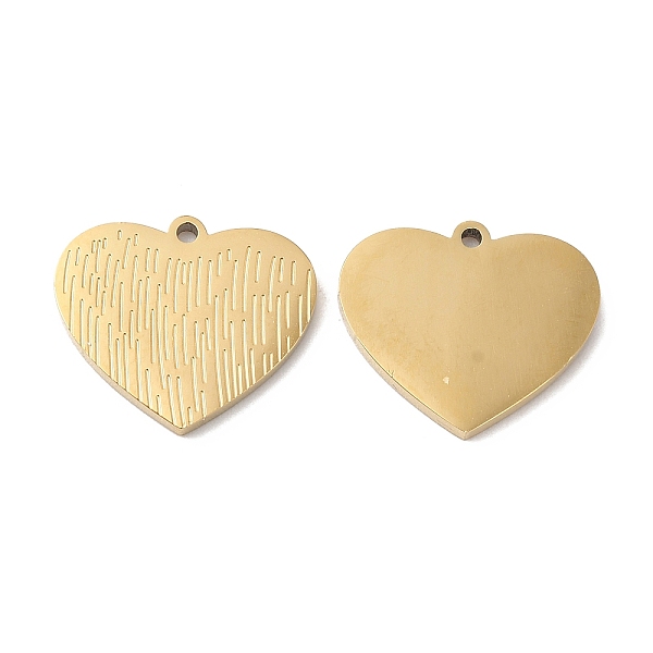 

PandaHall Ion Plating(IP) 316L Surgical Stainless Steel Charms, Heart Charm, Textured, Real 18K Gold Plated, 13x15x1mm, Hole: 1mm 316L...