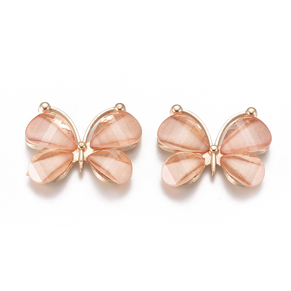 

PandaHall Alloy Pendants, with Resin, Faceted, Butterfly, Light Gold, Light Salmon, 21~22x28~29x4.5mm, Hole: 2.5mm. Alloy+Resin Butterfly..., Red