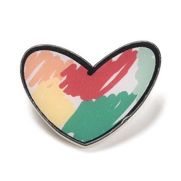 

PandaHall Cartoon Style Acrylic Brooch, Platinum Iron Pin for Backpack Clothes, Heart, 23x30x2mm Acrylic Heart