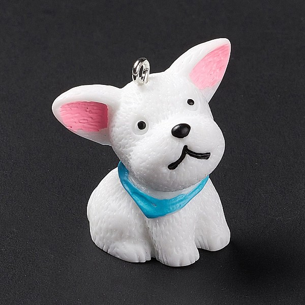 

PandaHall Opaque Resin Pendants, 3D Dog Charms, with Platinum Tone Iron Loops, Deep Sky Blue, 28x27.5x25mm, Hole: 2mm Iron+Resin Dog