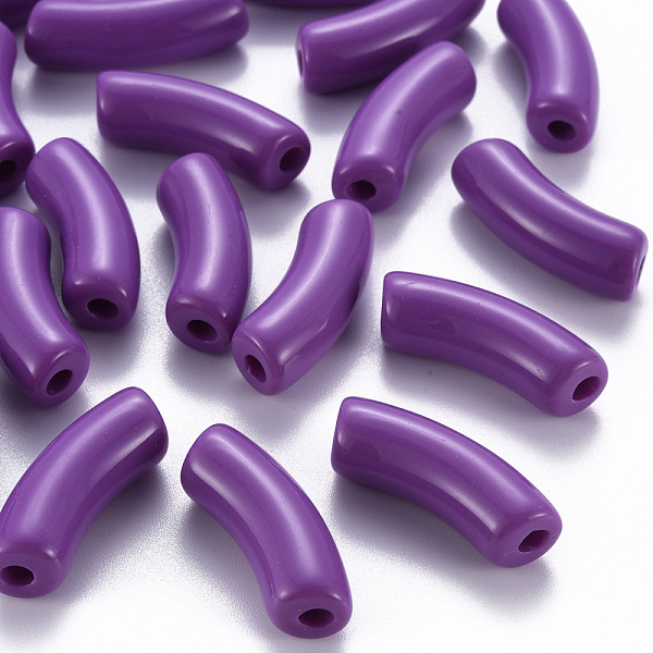 

PandaHall Opaque Acrylic Beads, Curved Tube, Dark Violet, 36x13.5x11.5mm, Hole: 4mm, about 133pcs/500g Acrylic Tube