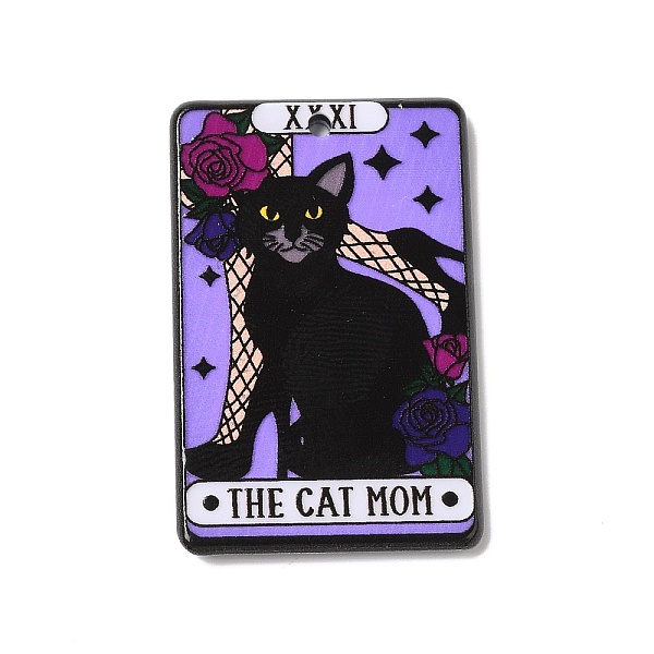 

PandaHall Acrylic Pendants, Rectangle with Tarot Pattern, Lilac, 41x26x2.5mm, Hole: 1.8mm Acrylic Tarot Purple