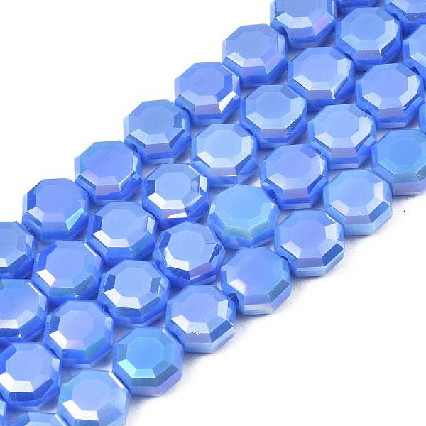 

PandaHall Electroplate Opaque Solid Color Glass Beads Strands, AB Color Plated, Half Plated, Faceted, Octagon, Royal Blue, 7~8x7~8x4mm, Hole...