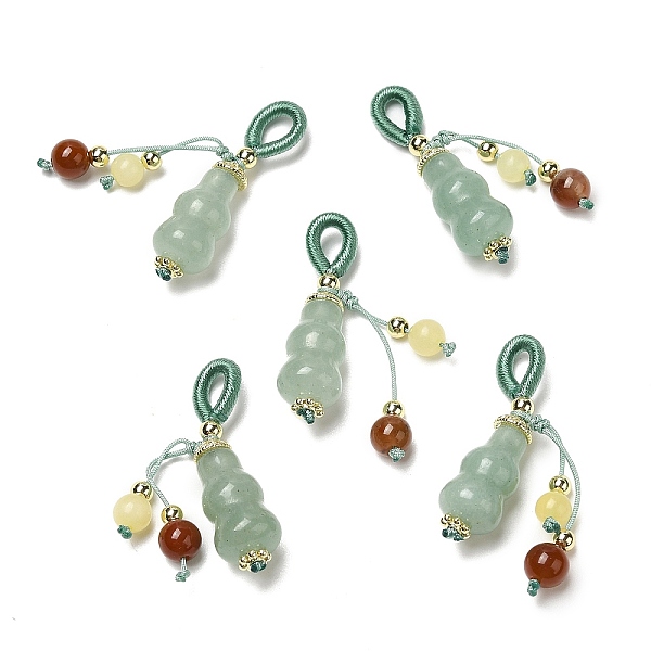 

PandaHall Natural Green Aventurine Pendants, Gourd Charms with Agate, Topaz Jade, Brass Beads, Real 14K Gold Plated, 30mm, Pendant: 18x8mm...
