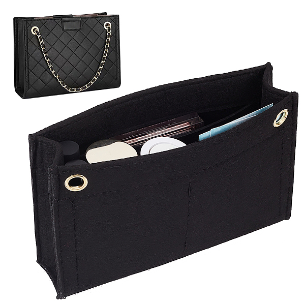 

PandaHall Wool Felt Purse Organizer Insert, with Iron Grommets, Mini Handbag Shaper Premium Felt, Bag Accessories, Rectangle, Black...