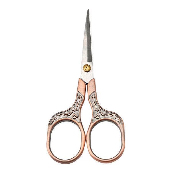 

PandaHall Plum Pattern Stainless Steel Scissors, Embroidery Scissors, Sewing Scissors, with Zinc Alloy Handle, Red Copper, 12.6x5.8cm...