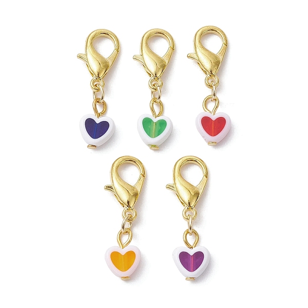 

PandaHall Heart Transparent Acrylic Pendant Decoration, with Alloy Lobster Claw Clasps, Golden, 30mm Acrylic Heart Multicolor