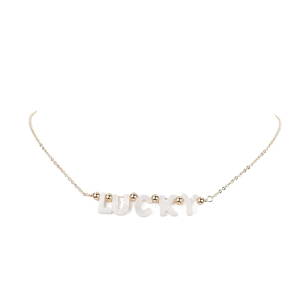 

PandaHall Natural Shell Word Lucky Pendant Necklace with Golden Brass Cable Chains for Mother's Day, Word, Pendant: 60x16.5x4mm, 16.34 inch...