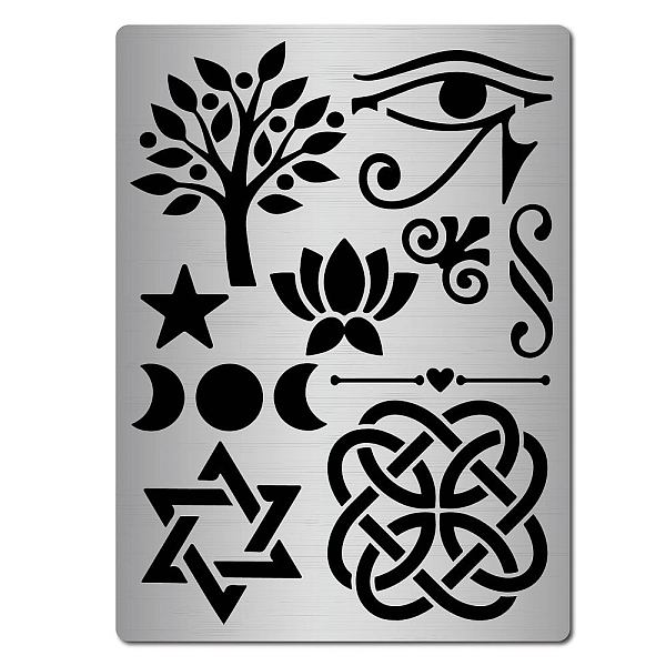 

PandaHall GORGECRAFT Metal Eye of Horus Stencil Tree of Life lotus Moon Viking Symbol Celtic Triquetra Knot Stencils Painting Reusable...