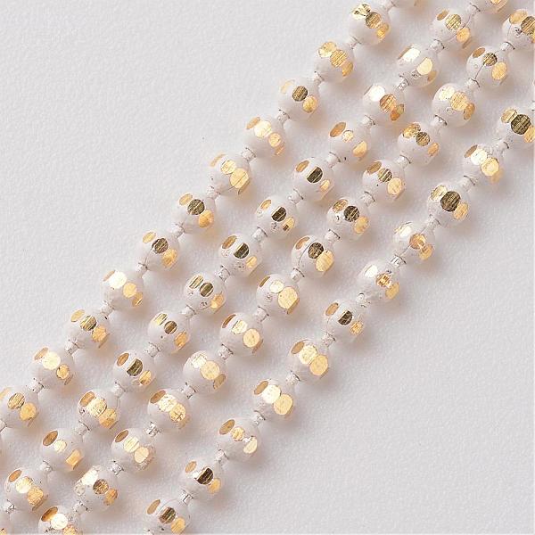 

PandaHall Brass Faceted Ball Chains, Soldered, Rack Plating, Two Tone, White, 1.5mm Brass White