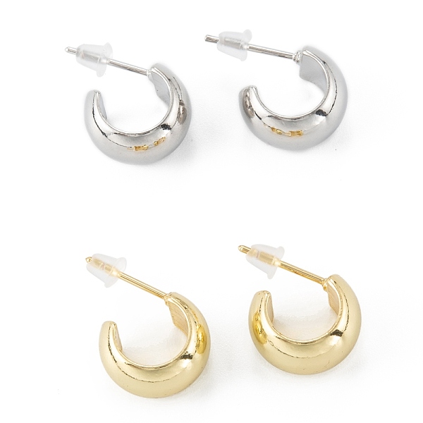 

PandaHall Brass Stud Earrings, Long-Lasting Plated, Ring, Mixed Color, 12.5x7.5mm, Pin: 0.7mm Brass Ring