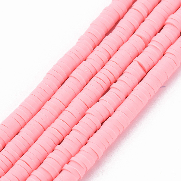 

PandaHall Handmade Polymer Clay Bead Strands, Heishi Beads, Disc/Flat Round, Misty Rose, 4x0.5~1mm, Hole: 1.5mm, about 320~447pcs/strand...