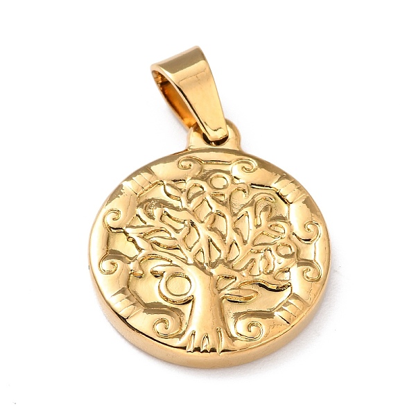 

PandaHall 304 Stainless Steel Pendants, Flat Round with Tree of Life, Golden, 21.5x18x2.5mm, Hole: 4x5.5mm 304 Stainless Steel Flat Round