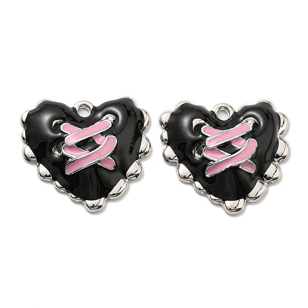 

PandaHall Alloy Enamel Pendants, Long-Lasting Plated, Lead Free & Cadmium Free, Platinum, Mended Heart Charms, Black, 20x21.5x5mm, Hole...