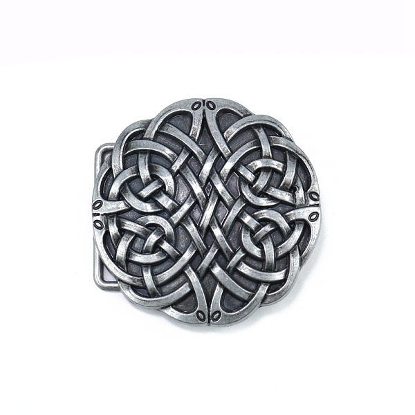 

PandaHall Zinc Alloy Buckles, Belt Fastener for Men, Antique Silver, Round with Knot, 70x70mm Alloy Round