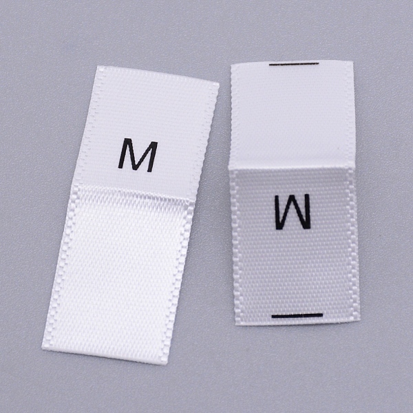 

PandaHall Kid's Size Label, Woven Crafting Craft Cotton Labels, for Clothing Sewing, M, White, 35x13x0.1mm, about 200pcs/bag Cotton White