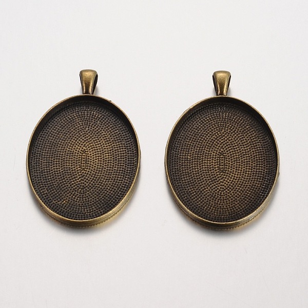 

PandaHall Oval Tibetan Style Alloy Big Pendant Cabochon Settings, Plain Edge Bezel Cups, Lead Free & Nickel Free & Cadmium Free, Antique...