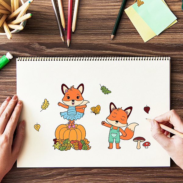 

PandaHall GLOBLELAND Autumn Harvest Clear Stamps Fox Leaves Mushrooms Pumpkin Silicone Clear Stamp Seals for Cards Making DIY Scrapbooking...