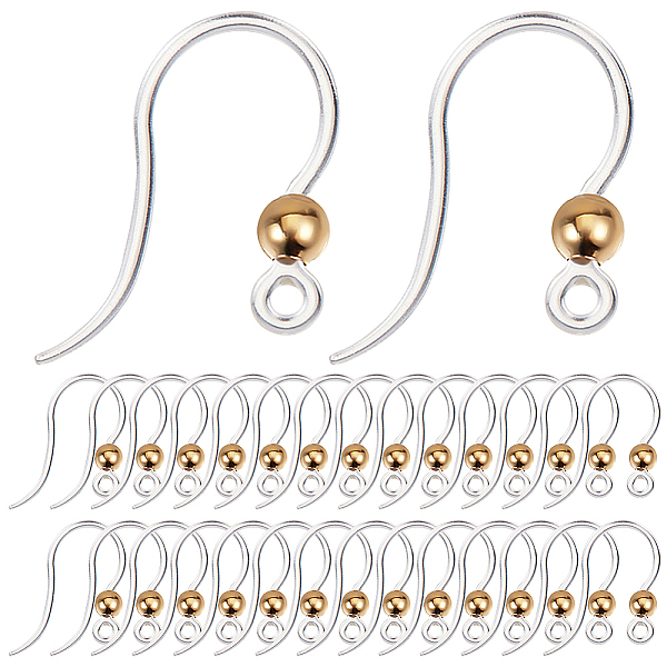

PandaHall SUNNYCLUE 1 Box 80Pcs Plastic Earring Hook French Earring Hooks Ball Dot Silver Clear Safety Fish Hooks Earring Wires for...