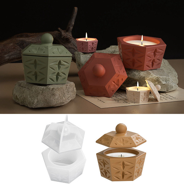 

PandaHall Hexagon DIY Silicone Candle Holder Molds, Resin Casting Molds, for UV Resin, Epoxy Resin Jewelry Making, White, 84x46mm Silicone...