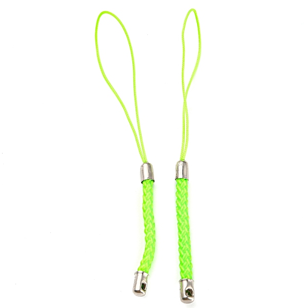 

PandaHall Polyester Cord Mobile Straps, with Platinum Plated Iron Findings, Lawn Green, 8~9cm Polyester