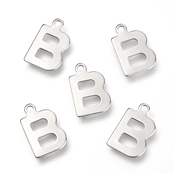 

PandaHall 201 Stainless Steel Charms, Alphabet, Letter.B, 12x7.8x0.6mm, Hole: 1.2mm 201 Stainless Steel Letter B