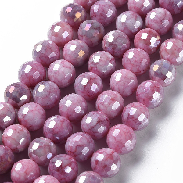 

PandaHall Opaque Baking Painted Glass Beads Strands, Faceted, Round, Old Rose, 10x9.5mm, Hole: 1.2mm, about 45pcs/strand, 14.96''(38cm)...
