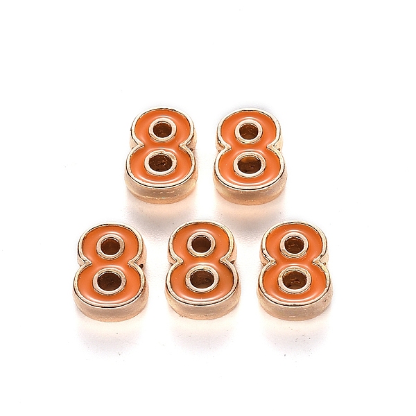 

PandaHall Alloy Enamel Beads, Number, Cadmium Free & Lead Free, Light Gold, Orange, Num.8, 10x7.5x3mm, Hole: 1.5mm Alloy+Enamel Number...