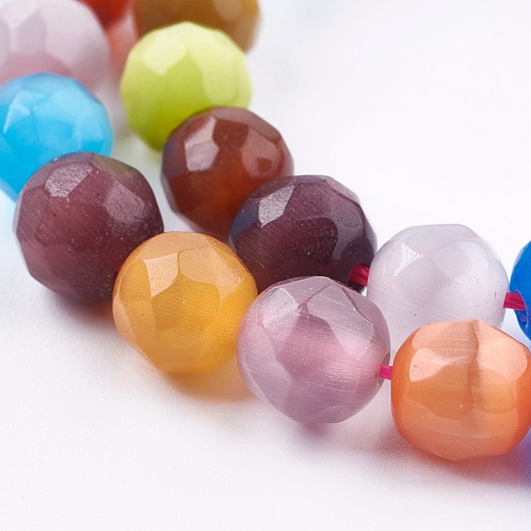 

PandaHall Cat Eye Beads Strands, Faceted, Round, Mixed Color, 7.5~8mm, Hole: 1.5mm, about 50pcs/strand, 14.7 inch(37.4cm) Glass Round..., Multicolor