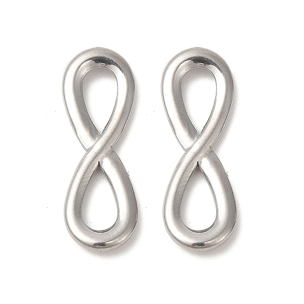 

PandaHall 304 Stainless Steel Pendants, Infinity Charms, Stainless Steel Color, 23.5x8x2.5mm, Hole: 4x7mm 304 Stainless Steel Infinity
