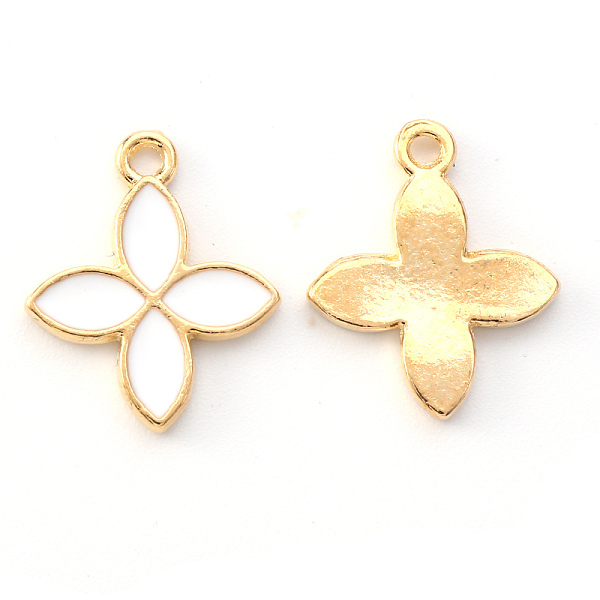 

PandaHall Light Gold Plated Alloy Enamel Pendants, Flower, White, 17.8x14.5x1.5mm, Hole: 1.6mm Alloy+Enamel Flower White