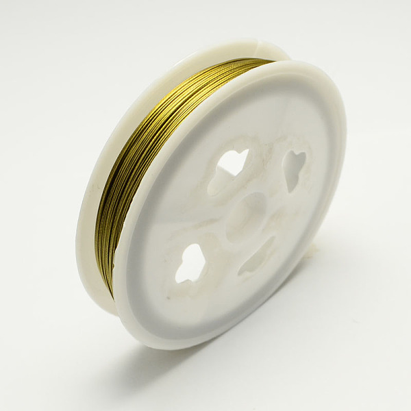 

PandaHall Tiger Tail Wire,Nylon-coated Stainless Steel,Gold,0.45mm,about 180.44 Feet(55m)/roll,10 rolls/set Stainless Steel Round Gold