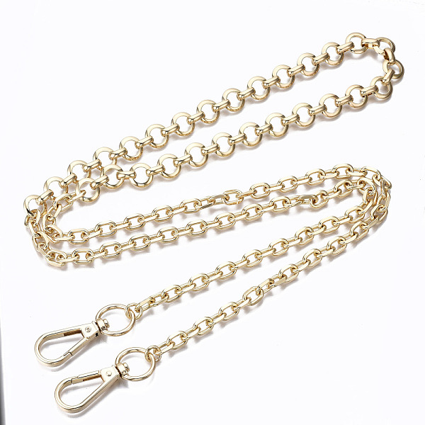 

PandaHall Bag Chains Straps, Brass Cable Link Chains and Iron Cable Link Chains, with Alloy Swivel Clasps, for Bag Replacement Accessories...
