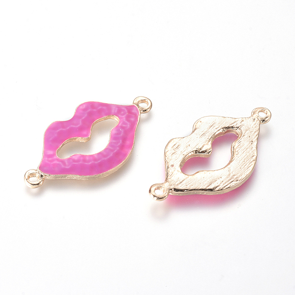 

PandaHall Alloy Links connectors, with Enamel, Lip, Hot Pink, Golden, 19x35.5x2mm, Hole: 1.8mm Alloy+Enamel Lip Pink