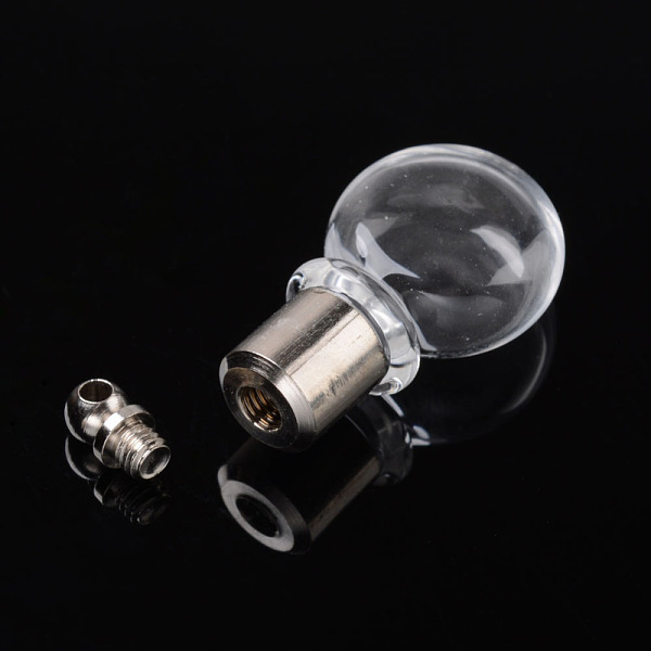 

PandaHall Round Transparent Glass Wishing Pendants, with Platinum Tone Brass Findings, Clear, 28x13.5mm, Hole: 1mm Brass+Glass Round Clear