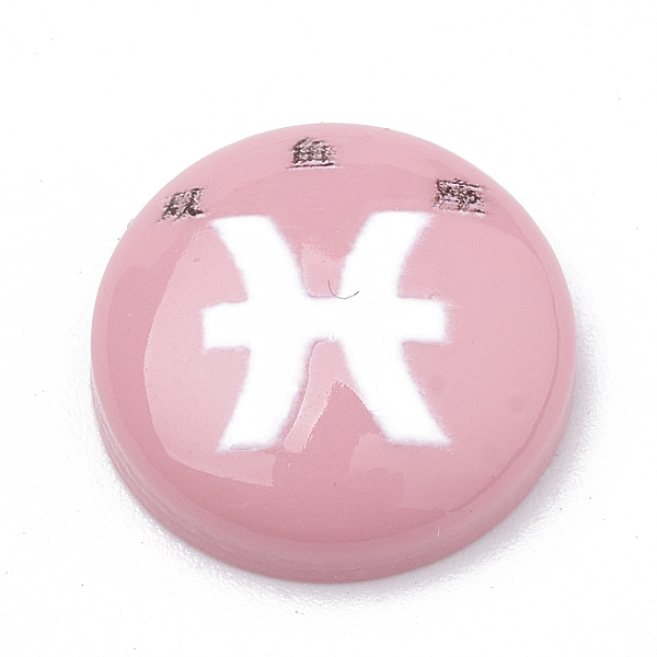 

PandaHall Constellation/Zodiac Sign Resin Cabochons, Half Round/Dome, Craved with Chinese character, Pisces, Pink, 15x4.5mm Resin Half Round...