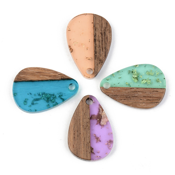 

PandaHall Transparent Resin & Walnut Wood Pendants, with Gold Gold Foil, Teardrop, Mixed Color, 21.5x14.5x3mm, Hole: 2mm Resin+Wood Teardrop..., Multicolor