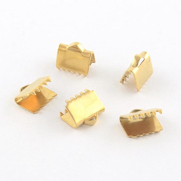 

PandaHall 304 Stainless Steel Ribbon Crimp Ends, Golden, 6x6.5mm, Hole: 1.5mm 304 Stainless Steel
