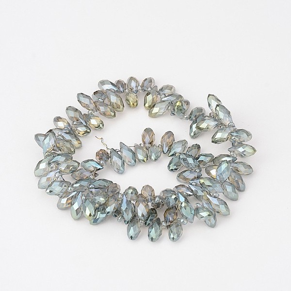 

PandaHall Electroplate Glass Beads Strands, Top Drilled Beads, Faceted Teardrop, Full Rainbow Plated, Medium Aquamarine, 12x6mm, Hole: 1mm..., Green