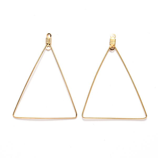 

PandaHall Vacuum Plating 304 Stainless Steel Wire Pendants, Hoop Earring Findings, Triangle, Golden, 22 Gauge, 49.5x35x0.6mm, Hole: 1.2mm...