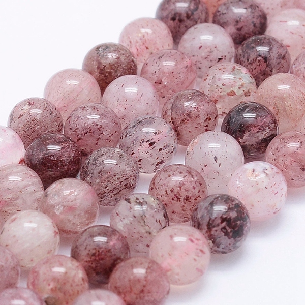 

PandaHall Natural Strawberry Quartz Beads Strands, Round, 8mm, Hole: 1mm, about 46pcs/strand, 15.5 inch(39.5cm) Strawberry Quartz Round