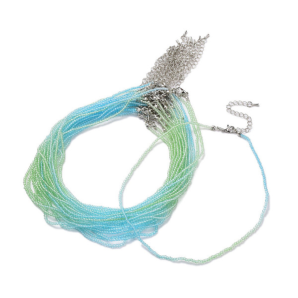 

PandaHall Faceted Rondelle Glass Beaded Necklace for Women, with Alloy Clasps, Deep Sky Blue, 15.16~15.94 inch(38.5~40.5cm), 2mm Glass...