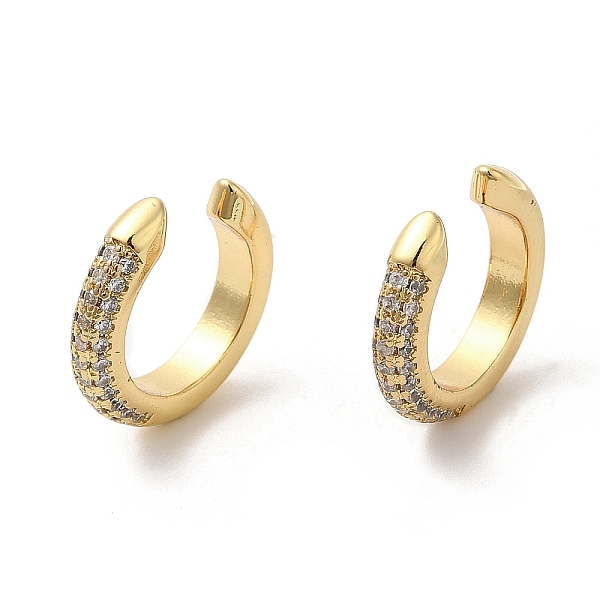 

PandaHall Rack Plating Brass Cuff Earrings with Cubic Zirconia, Lead Free & Cadmium Free, Real 18K Gold Plated, 15x16x3mm Brass