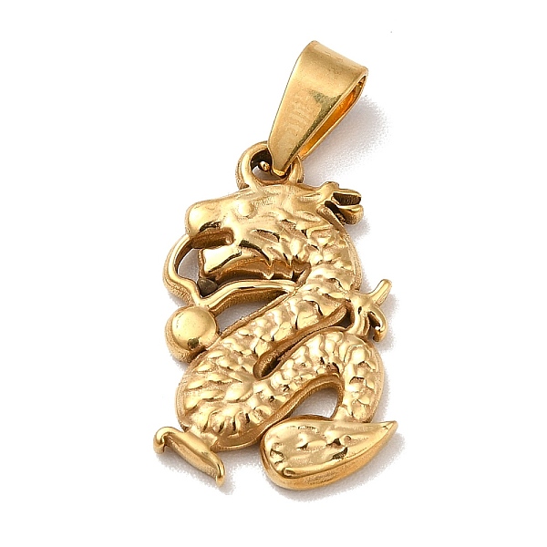 

PandaHall Vacuum Plating 201 Stainless Steel Pendants, Dragon, Golden, 18x12x2mm, Hole: 5x2.5mm 201 Stainless Steel Dragon