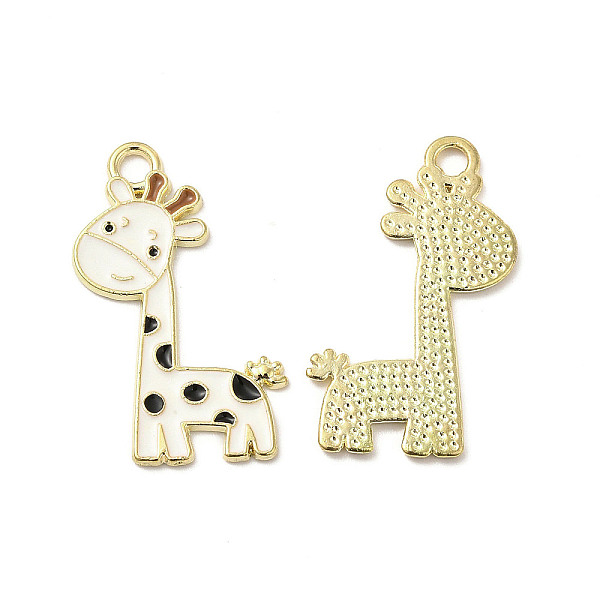 

PandaHall Alloy Enamel Pendants, Giraffe Charms, Golden, White, 27x17x1mm, Hole: 2mm Alloy+Enamel Other Animal White