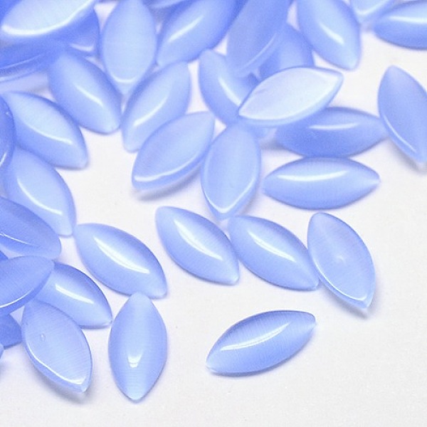 

PandaHall Cat Eye Cabochons, Horse Eye, Cornflower Blue, 15x7x2.5mm Glass Horse Eye Blue