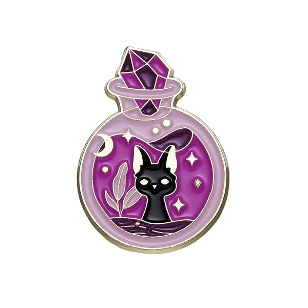 

PandaHall Magic Cat Metal Badge Alloy with Enamel Halloween Brooch, Bottle, 30.4x22.7mm Alloy+Enamel Bottle